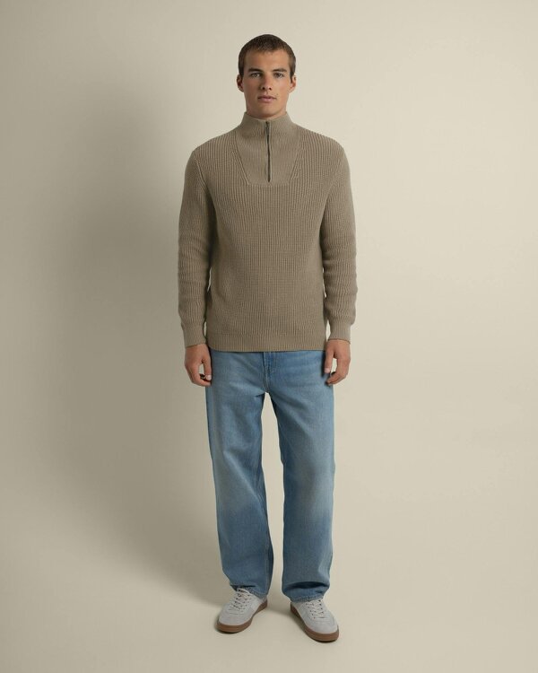 Larsson & Co Rib Panel Knitted 1/4 Zip Sweater