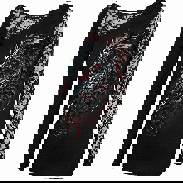 DRAGON SHARDS - Lace One Shoulder Top Black