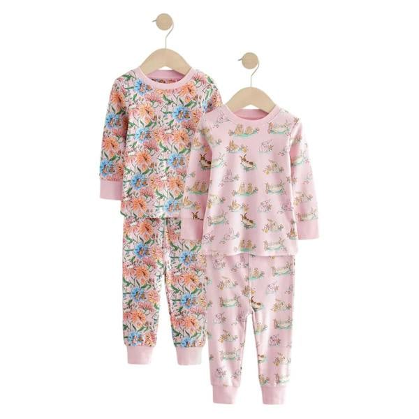 Cath Kidston Girls Snuggle Bunny Cotton Pyjama Set (Pack of 2) - Pink - 