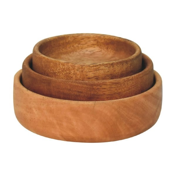 Artisan Furniture Solid Wood Fruit Bowl Set of 3