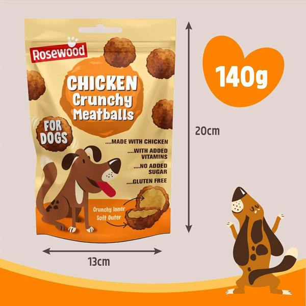 Rosewood Chicken Crunchy Meatballs Dog Treats Gluten Free 140g
