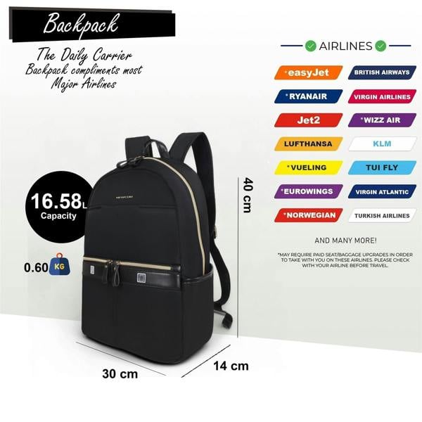 Infinity Luggage Backpack Rucksack 40 x 30 x 14 cm Underseat Travel Cabin Bag for Ryanair, Easy Jet