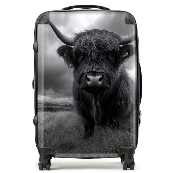 Warren Reed Black And White Highland Cow Suitcase