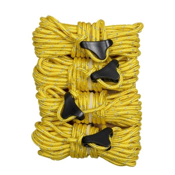 Trespass Garrow Guy Ropes & Tensioners (Pack of 4) - Yellow