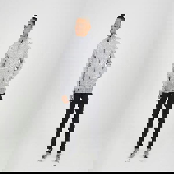 Brave Soul Grey Funnel Neck Zip Through Knitted Jumper - Grey Image 3