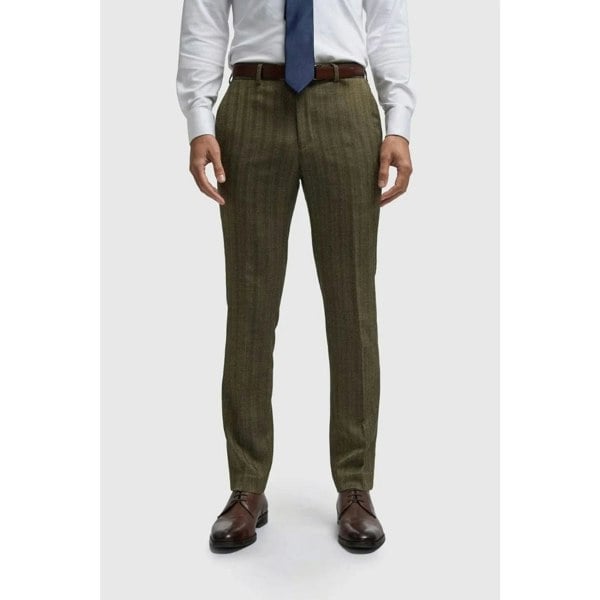 House Of Cavani Damon - Men's Olive Green Tweed Trousers