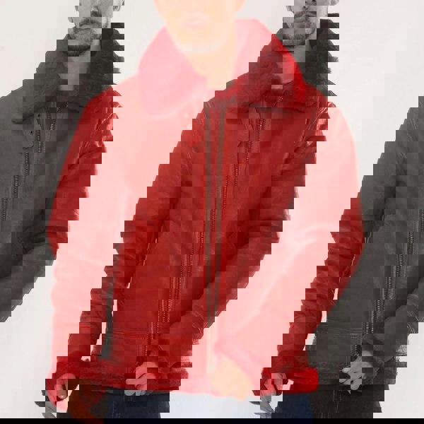 Leather Company Men's Red Shearling B3 Bomber Leather Jacket