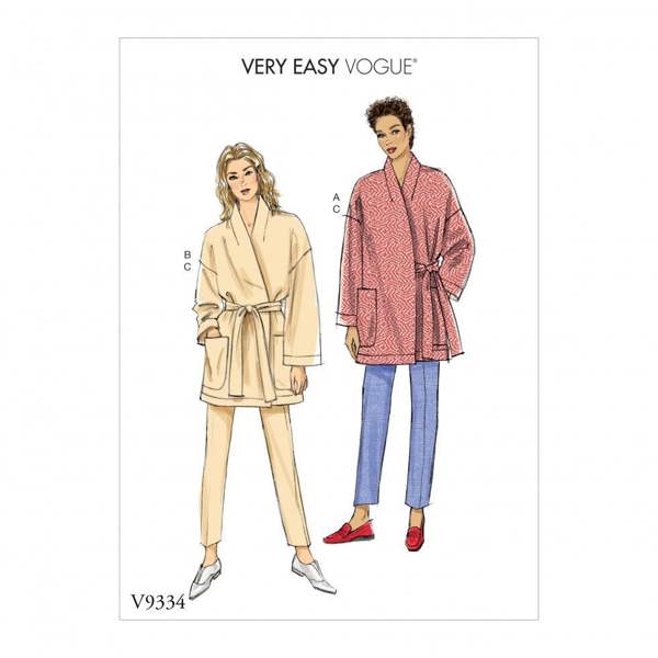 Vogue Sewing Pattern 9334, Jackets, Belts, Trousers, Robes for Women, ZZ (LRG-XLG-XXL) - Easy