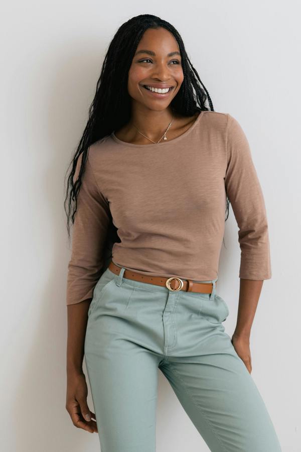 Lily & Me Monica Organic Cotton Jersey Top Mocha