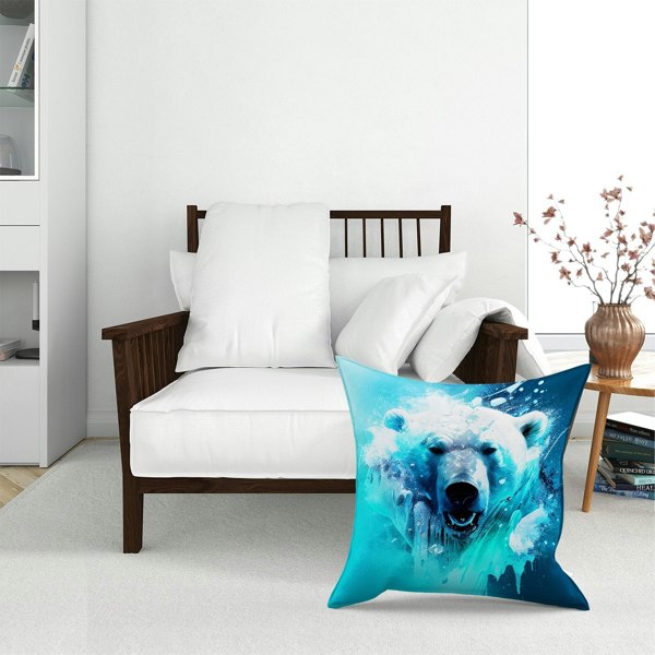 Warren Reed Polar Bear Face Splashart Floor Cushion