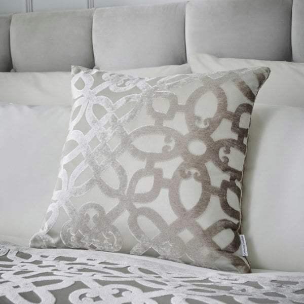 Catherine Lansfield Lattice Cut Velvet Cushion