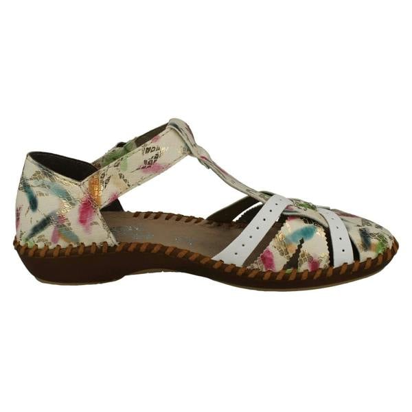 Rieker Ladies Rieker Cut Out Detailed T-Bar Summer Shoes M1650