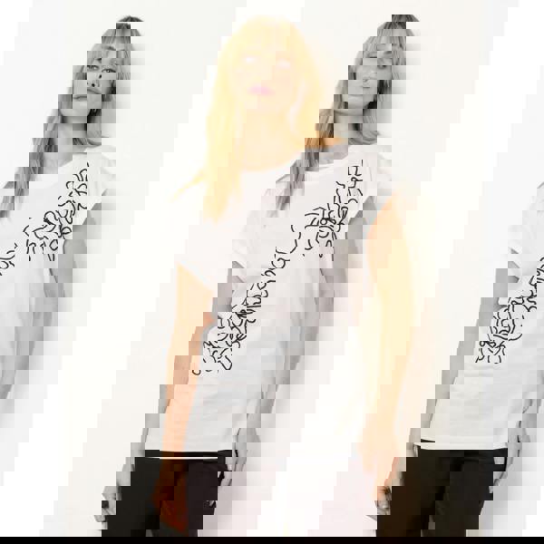 Blue Vanilla T-Shirt With Floral Embroidery