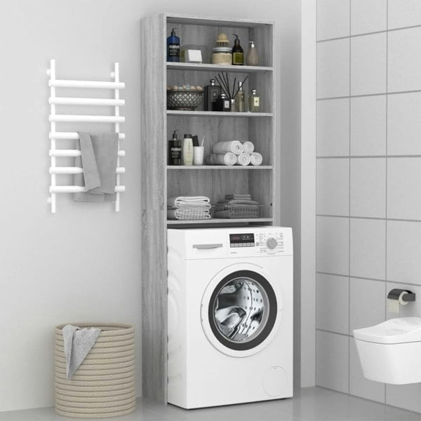 Berkfield Washing Machine Cabinet Grey Sonoma 64x24x190 cm