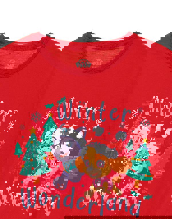 Paw Patrol Girls Red Winter Wonderland Short Sleeved T-Shirt