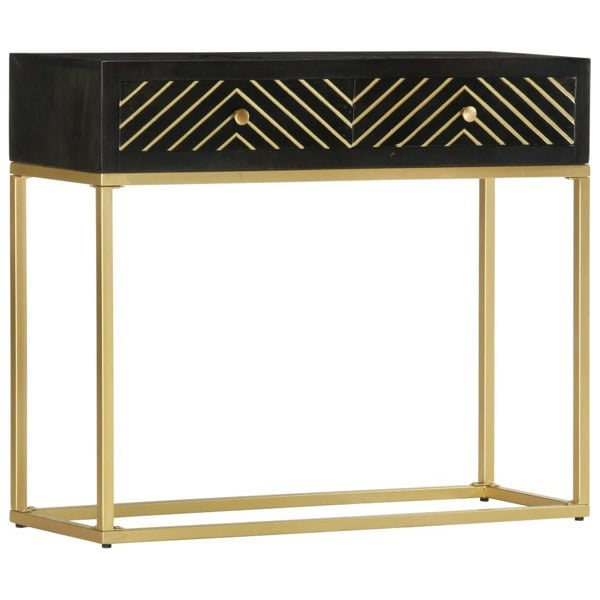Berkfield Console Table Black and Gold 90x30x75 cm Solid Mango Wood