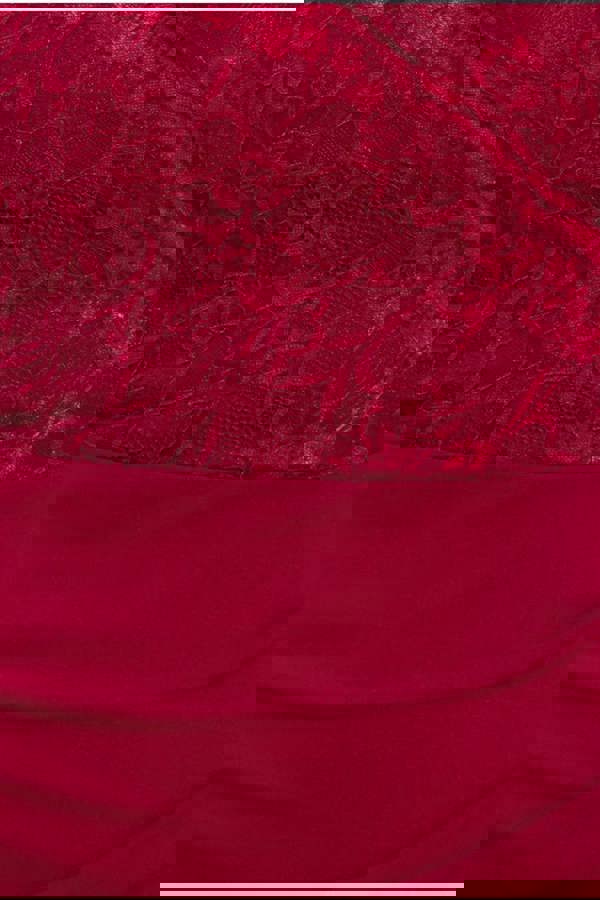 Scalloped Lace & Scuba Maxi Dress - Wine DR2449C