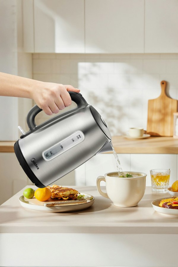 Living and Home 1.7L Midea Electric Kettle 3KW Stainless Steel Kettle LED Indicator Dry-Boiling Protection