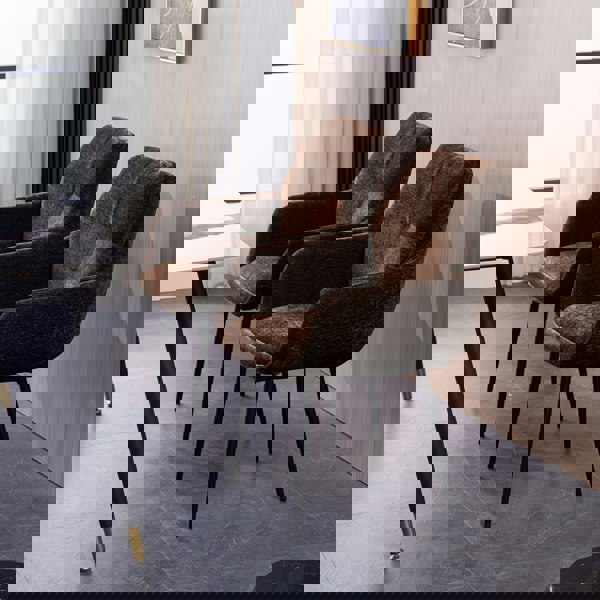 Furniture One Padded Dining Chair Set of 2, Chenille Fabric Vanity Armchair with Metal Frame for Living Room, Bedroom, - Max Load 150 KGS