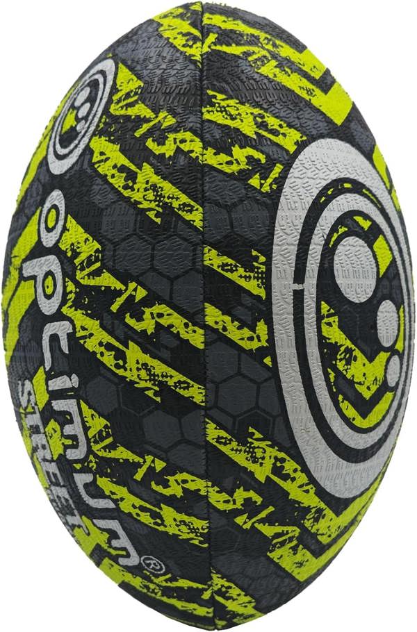 Street Rugby Ball Size 5 – Black/Yellow, Durable, High Visibility - Optimum