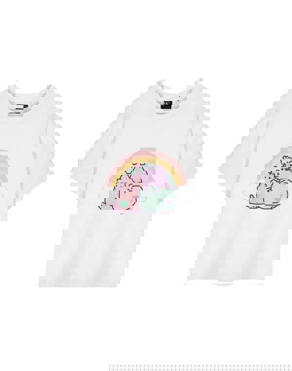 Pusheen Womens White Rainbow Cropped Short Sleeved T-Shirt