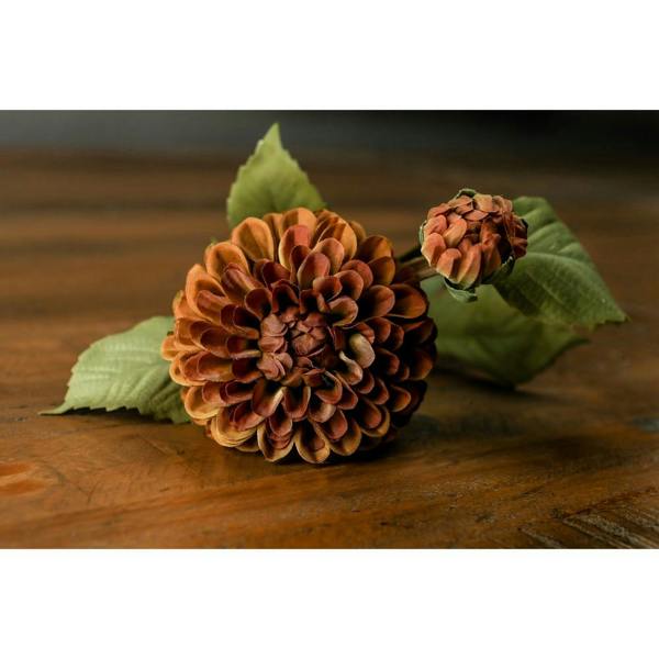 Hill Interiors Dahlia Artificial Flower - Mustard/Green - 