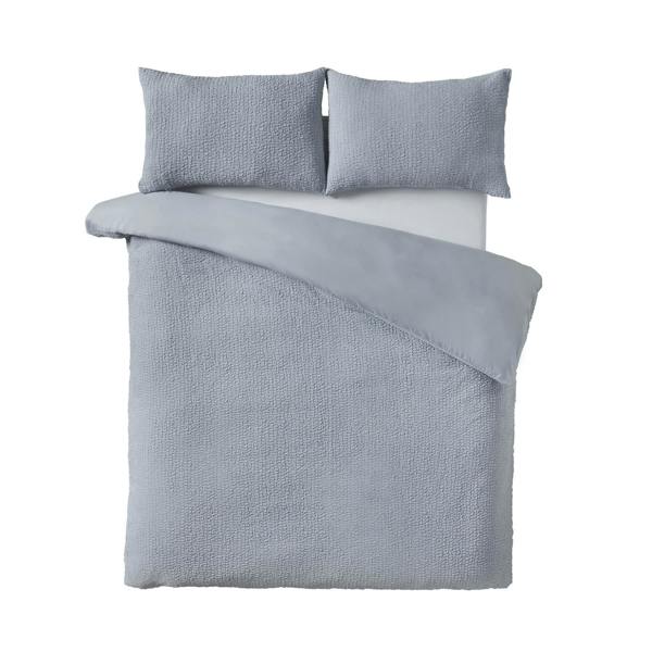 Crinkle Seersucker Blue Duvet Cover Set