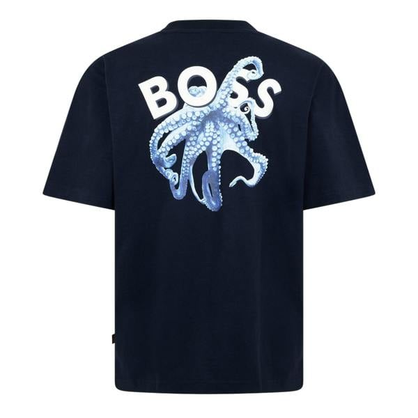 Boss Mens Embroidered Logo T-Shirt - Dark Blue - 