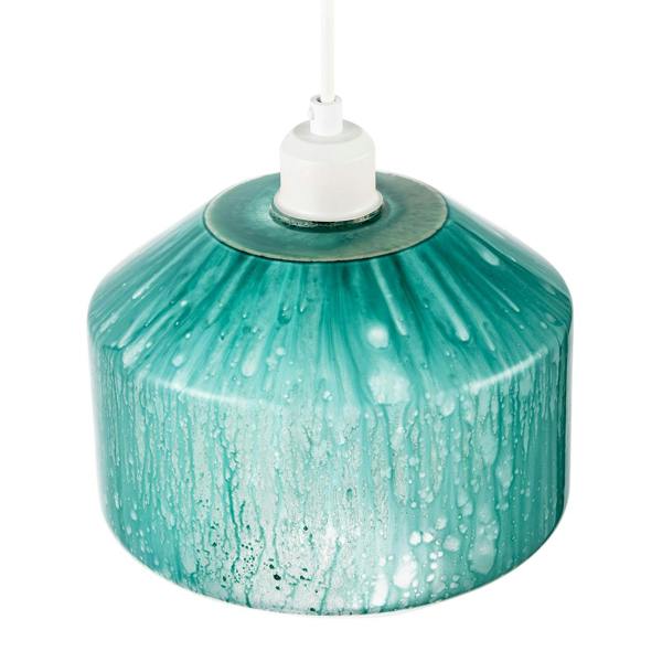 Modern Aqua Teal Reactive Mottled Glass Pendant Ceiling Light Shade Image 3