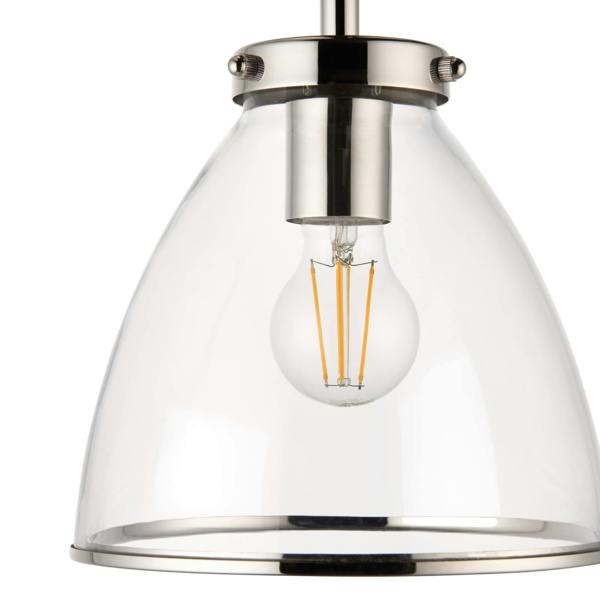 Pagazzi Lighting Brunswick Satin Nickel and Clear Glass Semi-Flush Ceiling Light