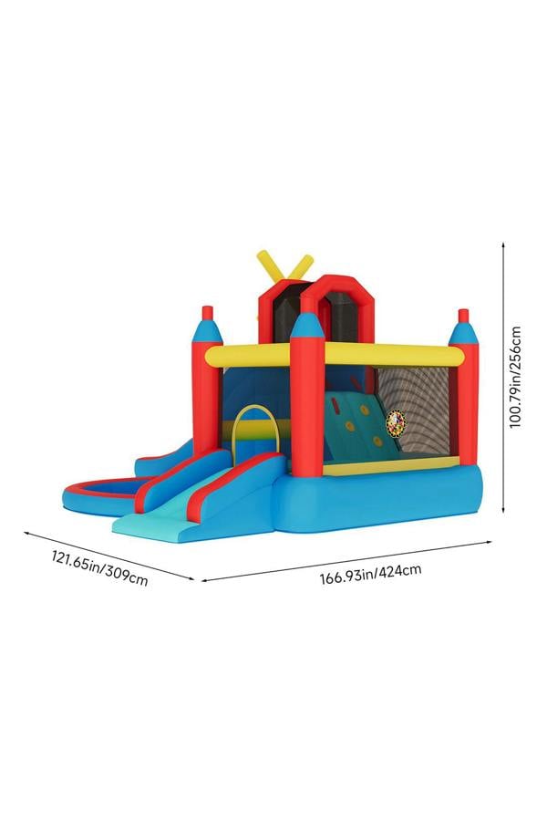 Living and Home Colorful Bouncy Castle with Dual Slides & Windmill Accent