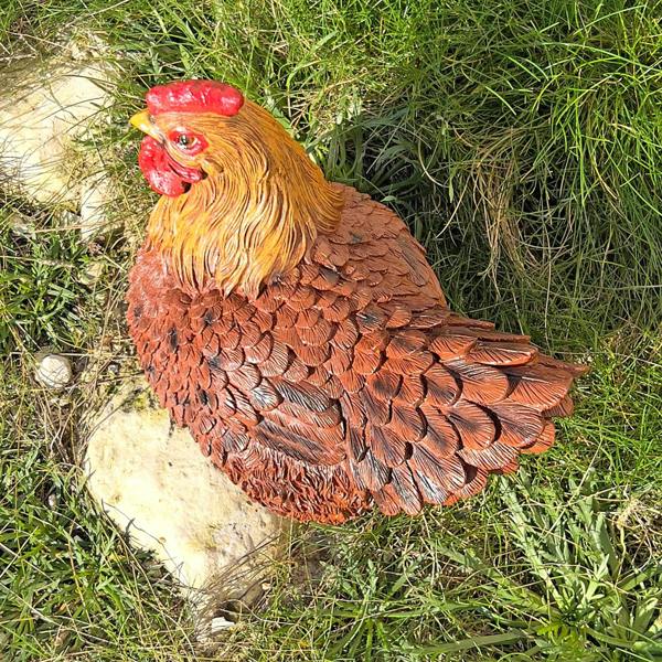 Farmwood Large Sitting Brown Chicken Garden Animal Ornament