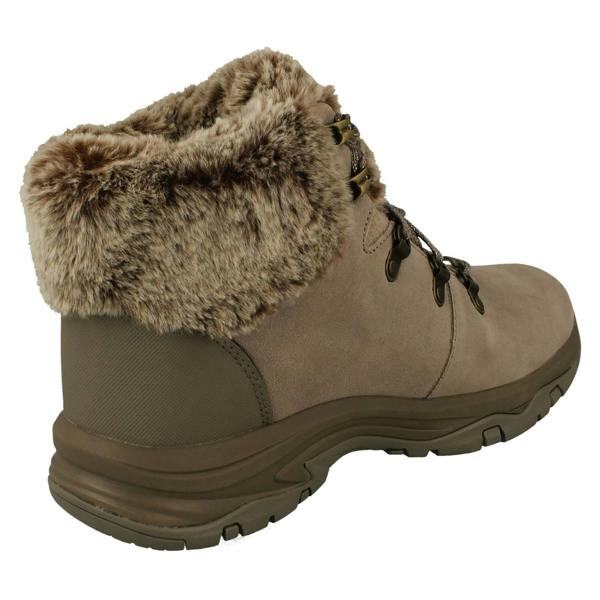 Skechers Ladies Skechers Faux Fur Cuffed Waterproof Ankle Boots Falls Finest 167178