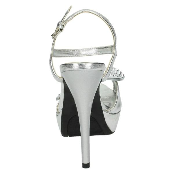 Spot On Ladies Spot On Platform High Heels With Diamante Bow