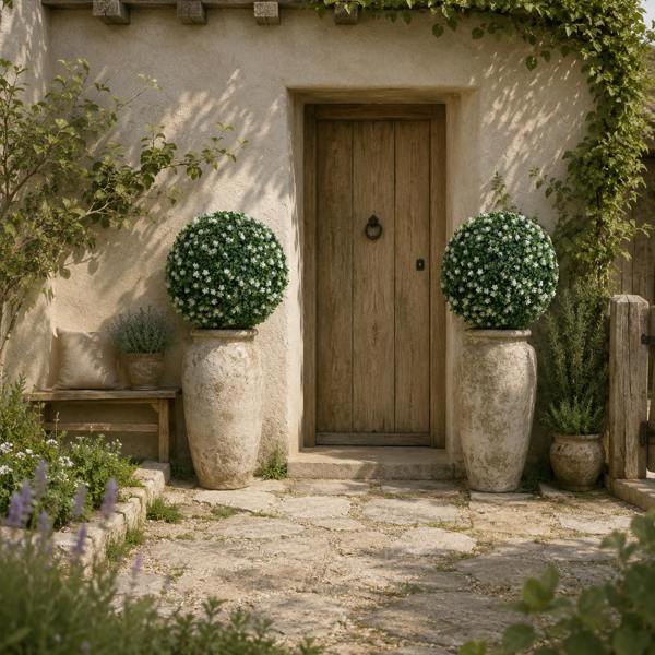 Wyld Haus Radi Set Of 2 Artificial Boxwood Ball Plants In White Finish