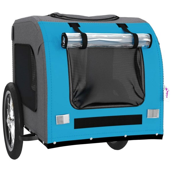 Berkfield Dog Bike Trailer Blue and Grey Oxford Fabric and Iron