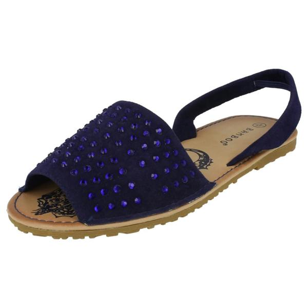 Spot On Ladies Spot On Elasticated Slingback Open Toe Flat Sandals