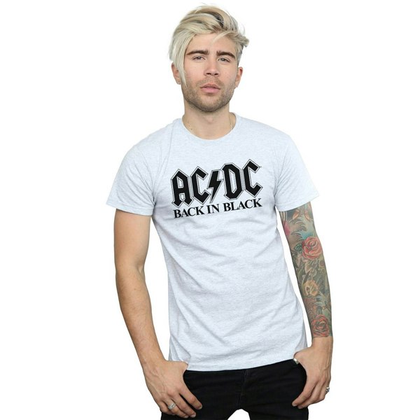 AC/DC Mens Back in Black Logo T-Shirt - Sports Grey