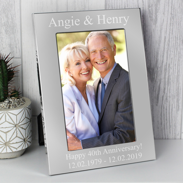 Personalised Memento Company Personalised Potrait Silver 4x6 Photo Frame