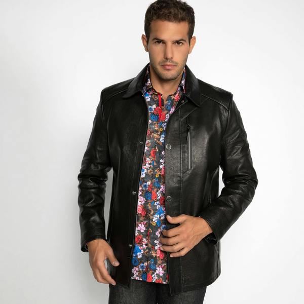 The Commander Leather Field Jacket - Premium Men's Patterned Shirt by Claudio Lugli | Bold Design, Tailored Fit, Best Printed Shirts