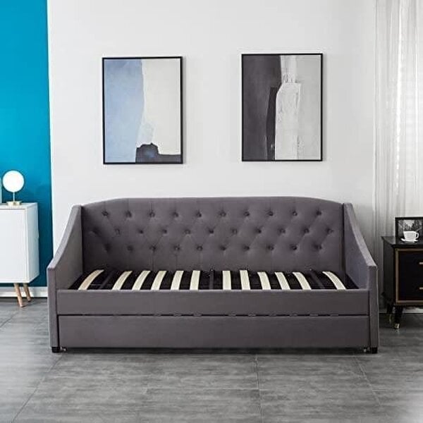 Kosy Koala Daybed with Trundle grey 3ft single velvet tufted wooden day bed bedroom