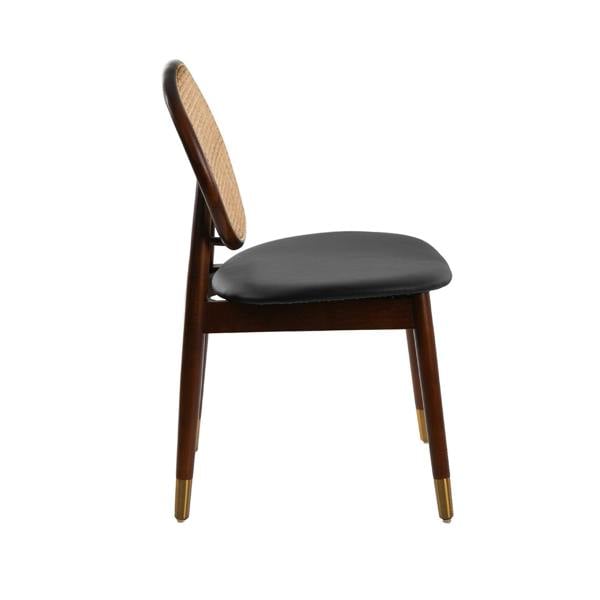 Angel Cerdá Rattan and Black Leatherette Chair 4093