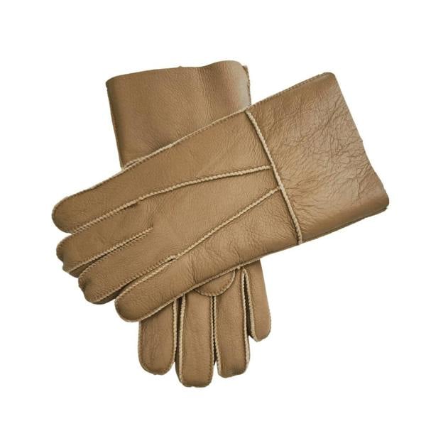 Unisex Napa Leather Wool Shearling Lined Gloves - Tan - Infinity Leather - 19