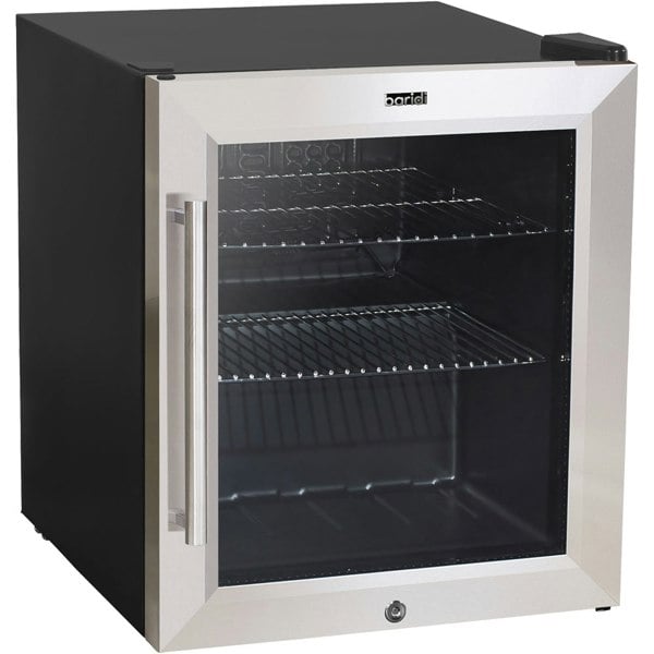 50L Worktop Wine Beer Drinks Fridge Cooler - STEEL & GLASS LED 64x 330ml Cans