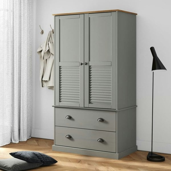 Berkfield Wardrobe VIGO Grey 90x55x176 cm Solid Wood Pine