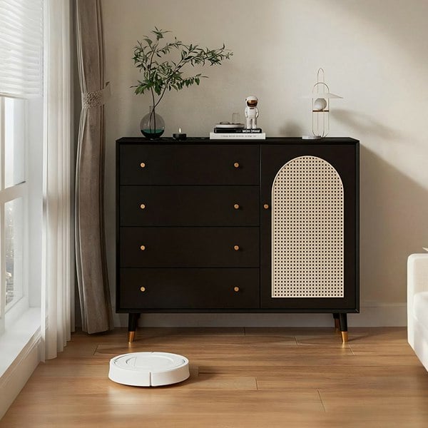 Raphael Rattan Sideboard, Black & Dark Brown-Rit Concept-Rit Concept