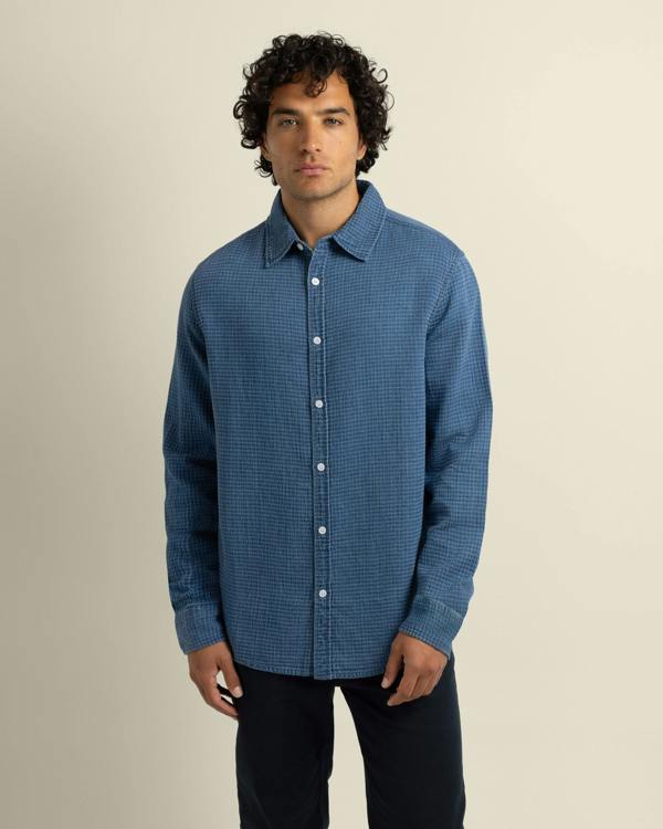 Larsson & Co Niles - Grid Denim Long Sleeve Shirt