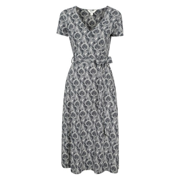 Mountain Warehouse Womens Santorini Peacock Feather Midi Wrap Dress - Navy