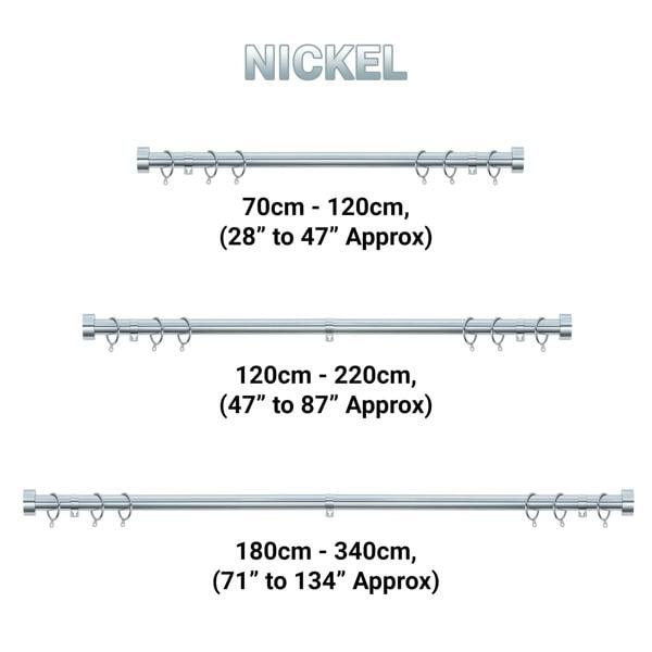 A.Unique Home Stud End Extendable Curtain Pole (25/28mm) (Nickel,70cm - 120cm)