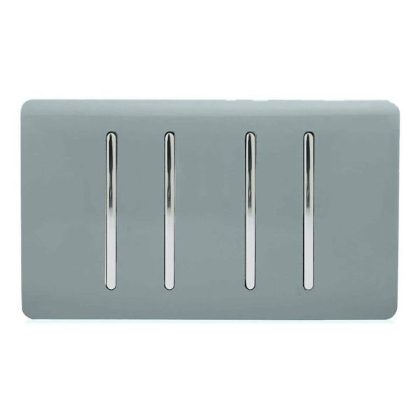 Trendi Switch 4 Gang Intermediate Rocker Light Switch in Cool Grey